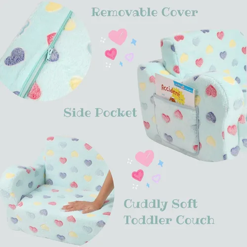 Vista 108 de MOMCAYWEX - Sofá para niños, 2 en 1, plegable, piel de melocotón, color azul
