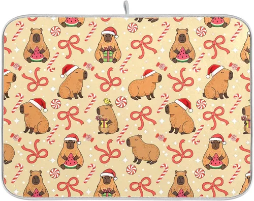Vista 27 de Wfrish Tapete de secado de platos para perros y cachorros, tapete de secado con lazo para colgar, tapete escurridor de platos absorbente, tapete