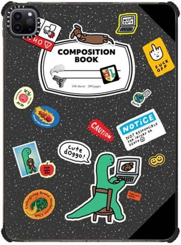 Vista 64 de CASETiFY Estuche de impacto para iPad Pro 12.9" (3ª/4ª/5ª/6ª generación) - Libro de composición Brachio - Negro transparente