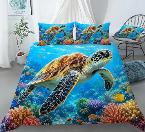 Vista 31 de REALIN Juego de funda de edredón con diseño de Hawthorn 3D, ropa de cama con diseño de bosque japonés, montaña, río, 2/3/4 piezas