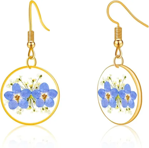Vista 12 de Pendientes de flores prensadas hechos a mano para mujer