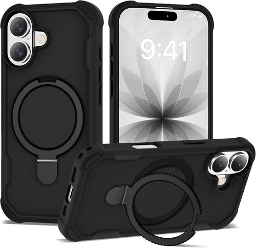 Vista 17 de Funda compatible con iPhone 12 y 12 Pro de 6.1 pulgadas con soporte de anillo magnético [protección militar contra caídas] [compatible con MagSafe]