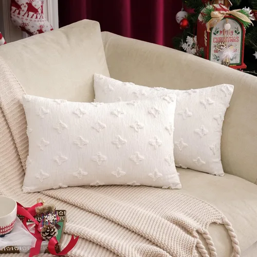 Vista 19 de MIULEE Juego de 2 fundas de almohada decorativas de jacquard rómbico, funda de cojín cuadrada suave para sofá, cama, dormitorio, sala de estar, 16 x