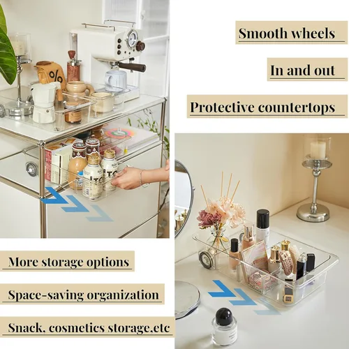 Vista 6 de Attelite Organizador de Cajón Deslizable para Refrigerador y Almacenamiento Diseño Transparente con Divisores, Organizador de Refrigerador sobre