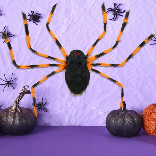 Vista 8 de Halloween Spider Backpack Spiderweb Headband Costume Halloween Giant Spider Decorations Funny Candy Bag