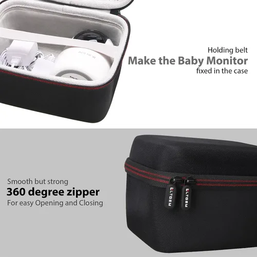 Vista 3 de L LTGEM Funda de viaje para monitor de bebé ANMEATE/Infant Optics DXR-8 PRO/UKSUP/bonoch Baby Monitor - Bolsa de almacenamiento protectora dura