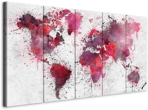 Vista 11 de artgeist Lienzo decorativo para pared, mapa del mundo, 40 x 16 pulgadas, 5 unidades, decoración del hogar, enmarcado, estirado, foto, pintura