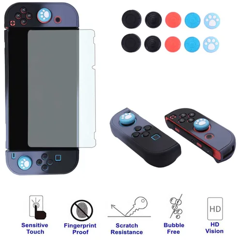 Vista 4 de COMCOOL Dockable Case for Nintendo Switch 3 in 1 Protective Cover Case for Nintendo Switch and Joy-Con Controller with Screen Protector - Gary Black