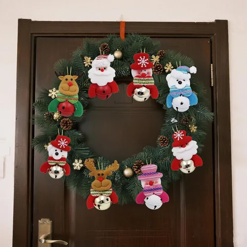 Vista 5 de Happy Trees Juego de adornos de felpa para árbol de Navidad para decoración de fiesta en el hogar, muñeco de nieve colgante de Navidad, alce, Papá