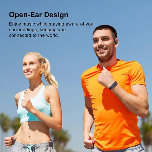 Vista 4 de Auriculares inalámbricos con clip de oreja abierta, Bluetooth 5.4, diseño de oreja abierta, micrófono integrado, impermeable, funda de carga