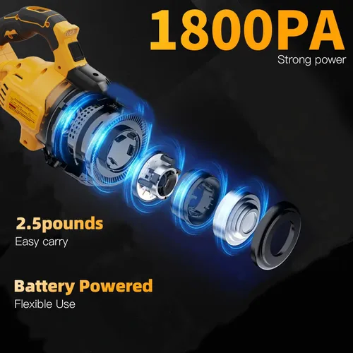 Vista 3 de Aspiradora inalámbrica para batería DE-Walt de 20 V, aspiradora eléctrica de mano 5 en 1 con potente motor de 500 W, aspiradora de mano portátil