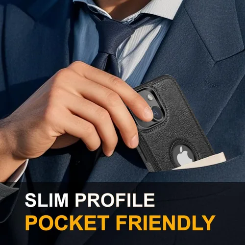 Vista 5 de Funda protectora de cuero de lujo con diseño único para iPhone 13 Mini, antideslizante, resistente a los arañazos, ultra delgada, funda protectora