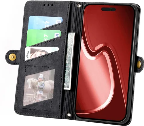 Vista 6 de bojioderf Funda de piel sintética compatible con Nothing Phone 1, compatible con Nothing Phone One (A063), tarjetero con cierre magnético