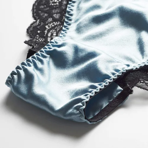 Vista 6 de SilRiver Bragas de satén de seda para mujer, ropa interior brillante Tanga