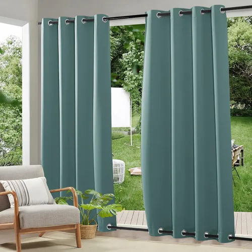Vista 12 de RYB HOME Cortinas resistentes al viento para exteriores, cortinas opacas impermeables con aislamiento térmico para patio, porche, glorieta, pérgola