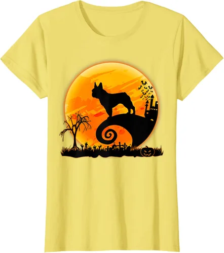 Vista 79 de Camiseta divertida de disfraz de Halloween para perro y luna de Bulldog francés, Negro, S
