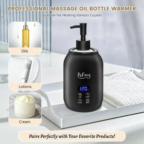 Vista 2 de Calentador de aceite de masaje, calentador digital profesional de loción eléctrica para spa, calentador de aceite portátil, crema calentada