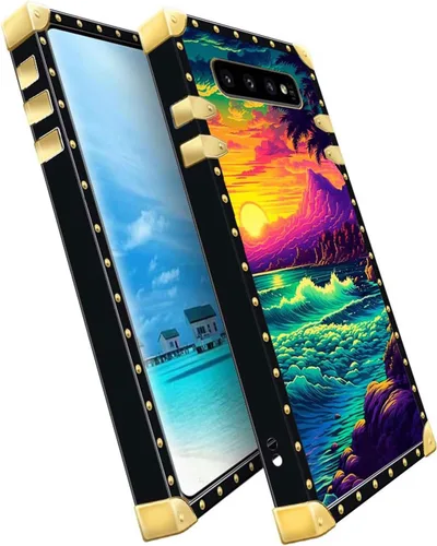Vista 5 de Funda compatible con Samsung Galaxy S10 4G, TPU suave de lujo y parte trasera de policarbonato duro para niñas y mujeres, funda protectora a prueba