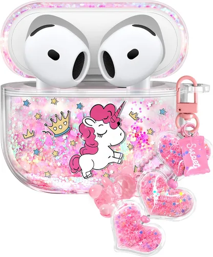 Vista 9 de para Airpods de 2ª/1ª Generación - Estuche Quicksand Liquid Kawaii Lindo Mujer Niña Mujeres Chispeante Brillante Bling Resplandor Adorable Elegante