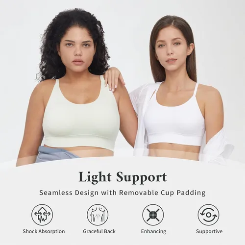 Vista 2 de AMRIY Sujetadores deportivos para mujer, con soporte ligero, acolchado, para entrenamiento, sin costuras, brasier de yoga sin varillas