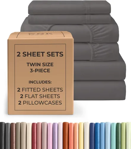 Vista 38 de Pack of 2, Twin Size 3 Piece Sheet Set - Breathable & Cooling - White