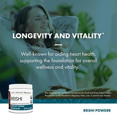 Vista 5 de Host Defense Reishi Powder - Polvo de micelio de hongos - Suplemento de apoyo para la salud del corazón y el sistema inmunológico - Suplemento