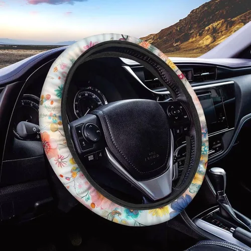 Vista 10 de FOR U DESIGNS Funda de volante con estampado de alpaca, antideslizante, suave, ajuste universal, protector de volante de automóvil de 15 pulgadas