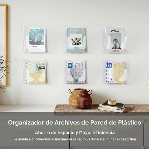 Vista 7 de PAG-Mass - Organizador de archivos de pared transparente de 6 bolsillos para oficina, soporte vertical para carpetas de documentos para el hogar