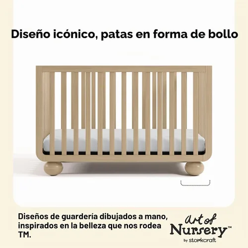 Vista 8 de Storkcraft Amalfi - Cuna convertible 5 en 1 con barandilla para niños pequeños, madera flotante Driftwood