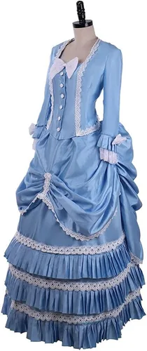 Vista 4 de Disfraz vintage de Lolita victoriana renacentista, vestido de baile de guerra civil histórica vestido de Halloween Scarlett