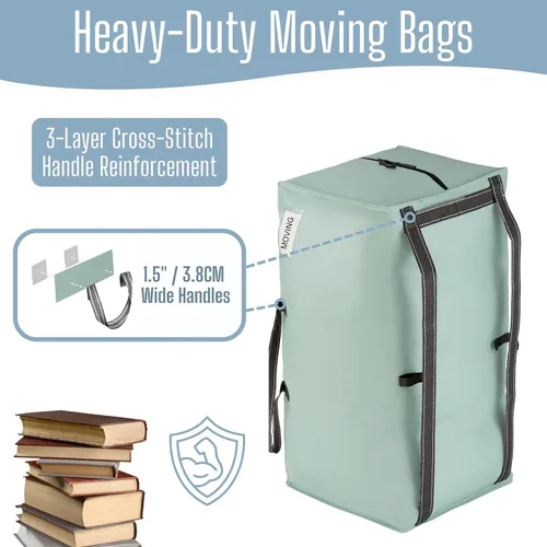Vista 107 de VENO Paquete de 6 bolsas de mudanza resistentes con correas de mochila, cremalleras y asas, bolsas de embalaje extragrandes para artículos