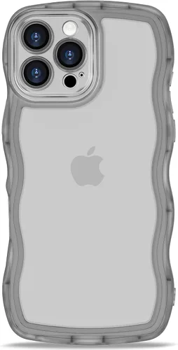 Vista 117 de Anuck Funda para iPhone 13 Pro con borde ondulado, diseño trasero transparente, agarre antideslizante, forma de marco rizado ondulado, a prueba