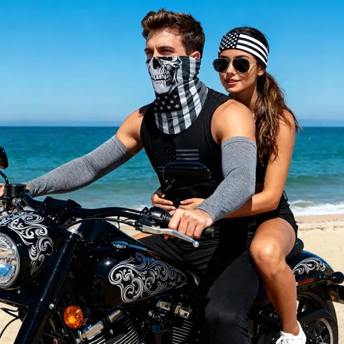 Vista 6 de Máscara facial para hombres y mujeres, protección solar UPF 30+, transpirable, bandana para motocicleta, senderismo, pesca