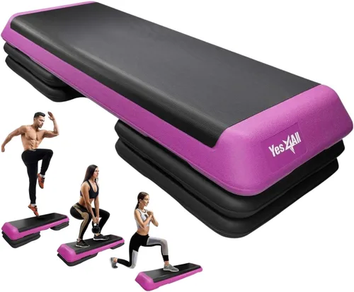 Vista 4 de Yes4All Plataforma ajustable de ejercicios aeróbicos para entrenamiento de tamaño para club de salud con 4 elevadores ajustables incluidos y A.