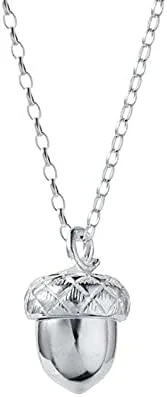 Vista 2 de Collar colgante de bellota con colgante de bellota de pino con colgante de bellota con corazón dorado en el interior del corazón de la bellota