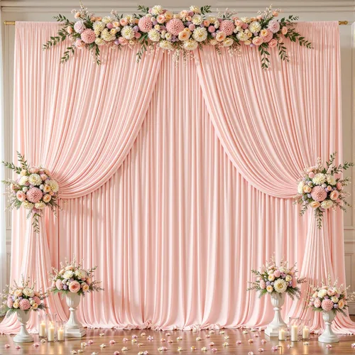 Vista 64 de Cortinas de fondo azul bebé de 8 x 10 pies para bodas, cortinas de fondo de poliéster sin arrugas, para baby shower, fiestas de cumpleaños