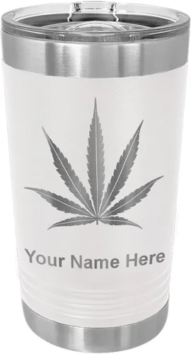 Vista 20 de LaserGram Vaso de pinta aislado al vacío de 16 onzas, hoja de marihuana, grabado personalizado incluido (negro)