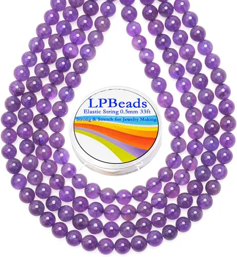 Vista 37 de LPBeads 100 Cuentas de 8mm Cuentas Redondas Naturales de Chakra, Cuentas Sueltas de Piedra Preciosa Redondas para Hacer Joyas con Cordón Elástico