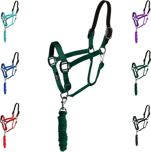 Vista 8 de Majestic Ally Halter de cuero con cuerda de plomo a juego para caballos - Corona de cuero - Correa ajustable para la barbilla - Pestillo enrollado