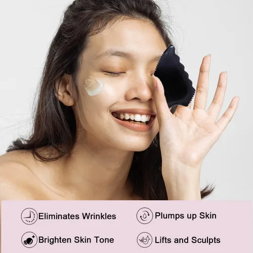 Vista 3 de Gua Sha Herramientas de masaje facial, herramientas de raspado Gua Sha para cara, herramienta de masaje tradicional de piedra Bian, herramienta