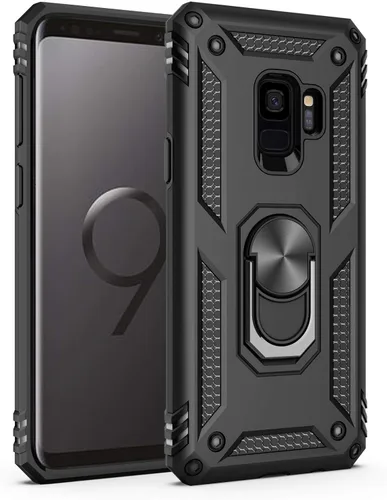 Vista 9 de IKAZZ Funda para Galaxy S9, TPU flexible suave y de doble capa y policarbonato duro, antideslizante, de cuerpo completo, resistente, funda plateado