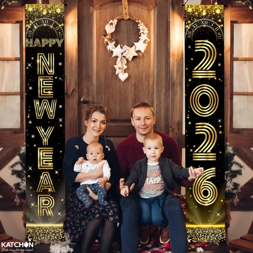 Vista 9 de KatchOn, Cartel extra grande de feliz año nuevo – 72 x 12 pulgadas Decoraciones de Año Nuevo 2026 Suministros de fiesta de Año Nuevo 2026