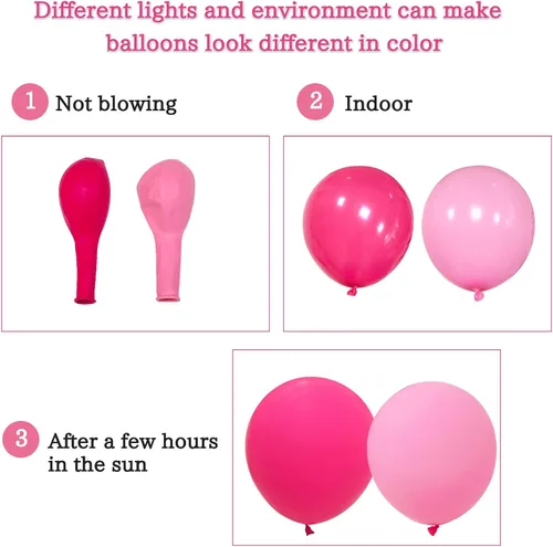 Vista 11 de Kit de arco de guirnalda de globos rosados, 145 globos de oro rosa intenso con globos de confeti para decoración del día de la madre, cumpleaños