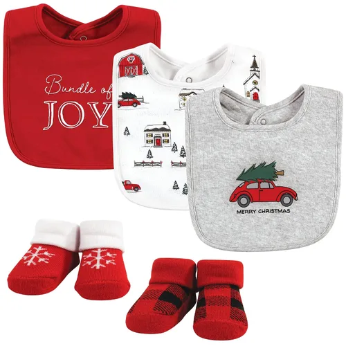 Vista 24 de Hudson Baby Conjunto de babero y calcetines unisex de algodón para bebé, Tamaño único Chica Calabaza
