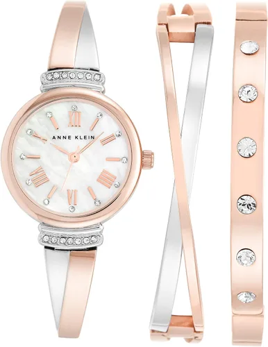 Vista 8 de Anne Klein AK/2245 - Juego de reloj de pulsera con detalles de cristal prémium para mujer Dorado/Lavanda