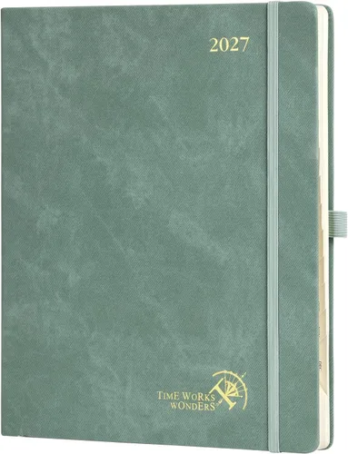 Vista 21 de POPRUN Agenda semanal y mensual 2027, libro de citas grande de 8.5 x 10.5 Verde oliva