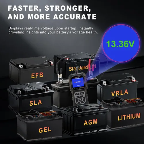 Vista 7 de BT60 Pro Probador de Batería de Coche, Analizador Digital con Impresión en la Nube, Verificador de Batería de 6V/12V/24V para AGM, Litio