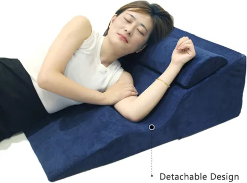 Vista 3 de Bed Wedge Pillow with Memory Foam Top, for Leg and Back Support Pain Relief Triangle Support Pillow, Wedge Pillows for Reading and Rest, with