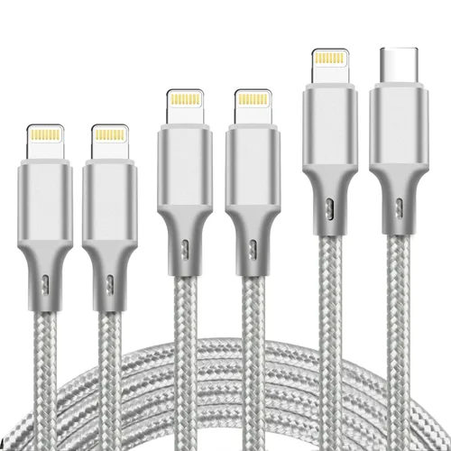 Vista 18 de Cable USB a Lightning, paquete de 5 cables de carga rápida para iPhone Negro
