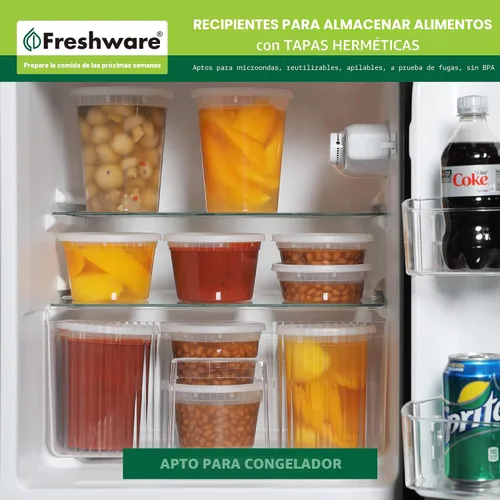 Vista 7 de Freshware Contenedores de almacenamiento de alimentos con tapas [60 unidades de 8, 16, 32 onzas, 20 juegos de cada tamaño] Contenedores de plástico